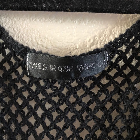 Vintage Black crochet tank top boho style unique woven knit tank sleeveless top - Picture 6 of 8